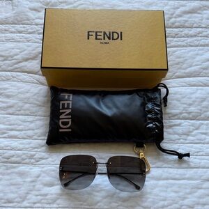 Fendi Rimless Sunglasses with Gold Hardware - Black Gradient Lenses